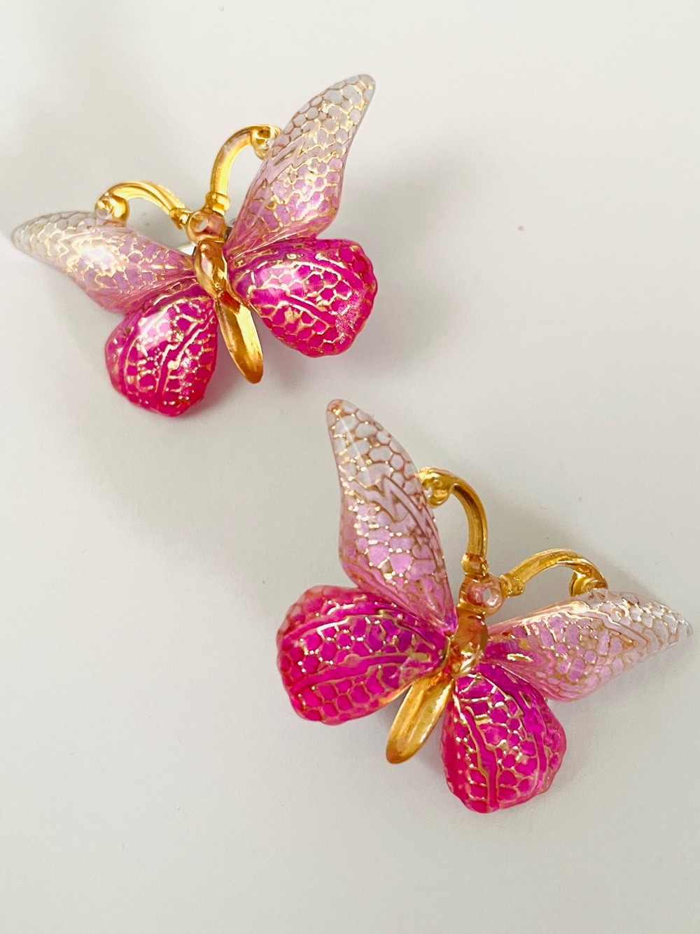 Pink & Gold Butterfly Clip-On Hair Clips for Kids